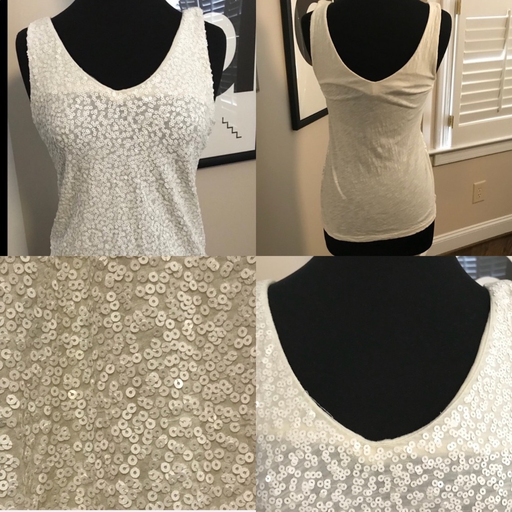 J. Crew White Sequined tank Small - Picture 2 of 16